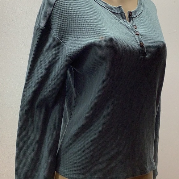 Homegirl Society Teal Long Sleeve Henley Top. New W/Tags. Has 2 Spots As Shown. - Picture 2 of 7